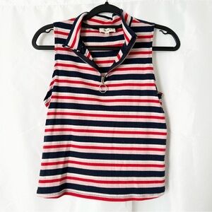 Love Striped Sleeveless Blouse - Navy, Red, White